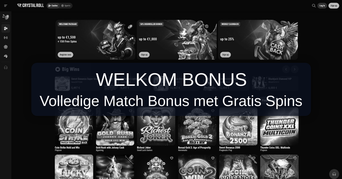 CrystalRoll Casino welcome bonus